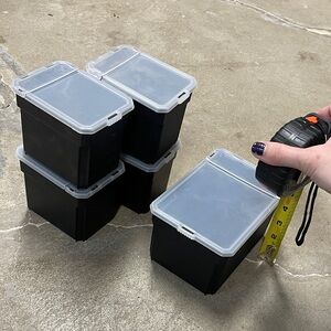 Small plastic storage tubs